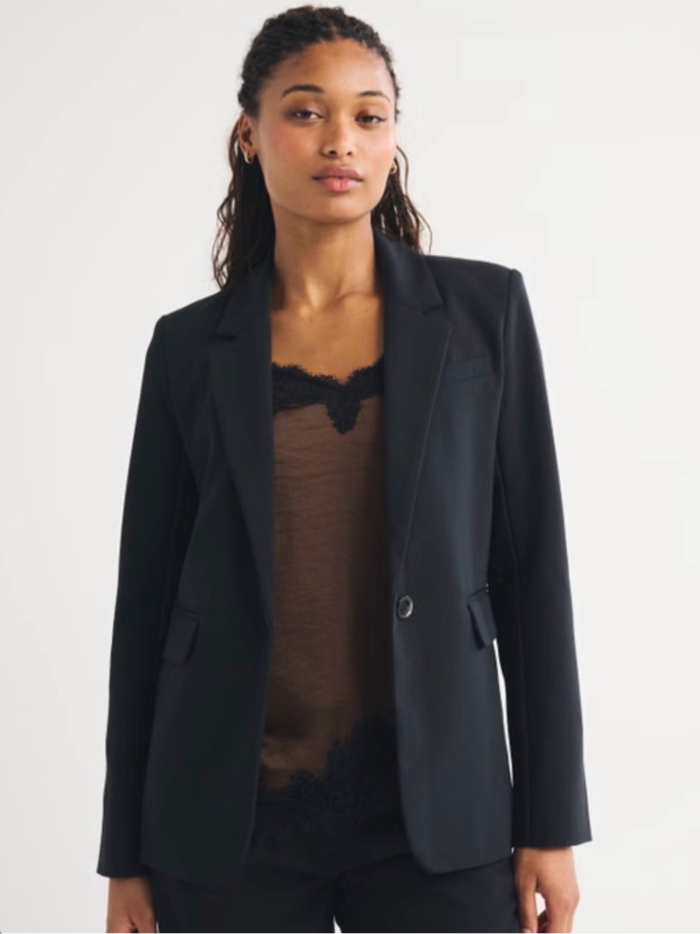 ABERCROMBIE AND FITCH WOMENS CLASSIC SUITING BLAZER IN NAVY SIZE SMALL